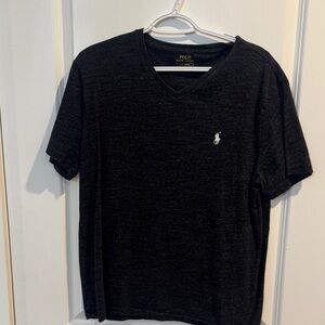 Polo by Ralph Lauren Men's Black V-Neck Tee with White Polo Pony